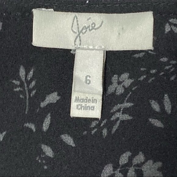 Joie Orita Ruffle Printed Dress in Caviar Black Floral, Size 6 - Picture 13 of 16